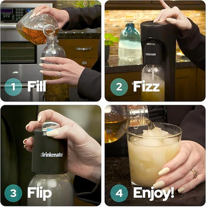 Drinkmate OmniFizz Sparkling Water and Soda Maker, Carbonates Any Drink, Special Bundle - Includes 60L CO2 Cylinder, Two Carbonation Bottles, and Fizz Infuser (Arctic Blue)