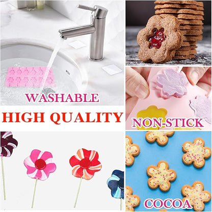Silicone Lollipop Molds Candy Molds Silicone Sucker Molds Hard Candy Mold & 8 Rounds Nonstick Lollipop Mold With 20 Sticks for Candies,Bread,Jellies,Chocolate,Etc C