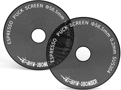 MHW-3BOMBER 58mm Espresso Puck Screen - 0.2mm Ultra Thin Espresso Puck with Round Hole - Reusable Coffee Filter for La Marzocco/Gaggia - Puck Screen 58mm with Titanium Coating FG7049B-OS