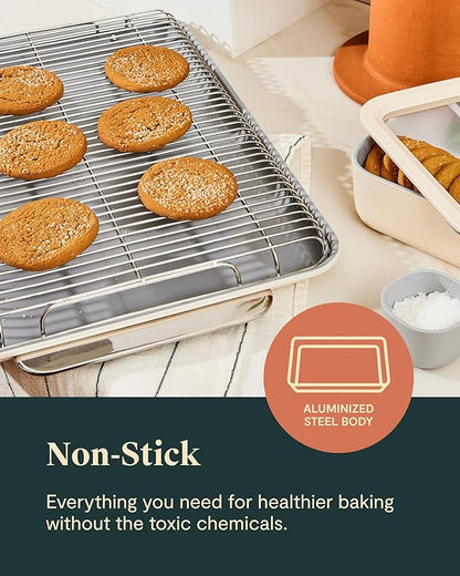 Caraway Nonstick Ceramic Bakeware Set (11 Pieces) - Baking Sheets, Assorted Baking Pans, Cooling Rack, & Storage - Aluminized Steel Body - Non Toxic, PTFE & PFOA Free - Sage