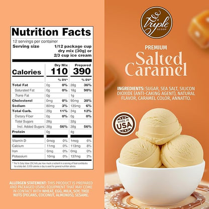 Triple Scoop - Premium Salted Caramel Ice Cream Mix For Ice Cream Maker. Simple, Easy, Delicious. From Gourmet Mix To Maker in 5 Minutes, Makes 2 Creamy Quarts, Made in USA (1 Pack, Salted Caramel)