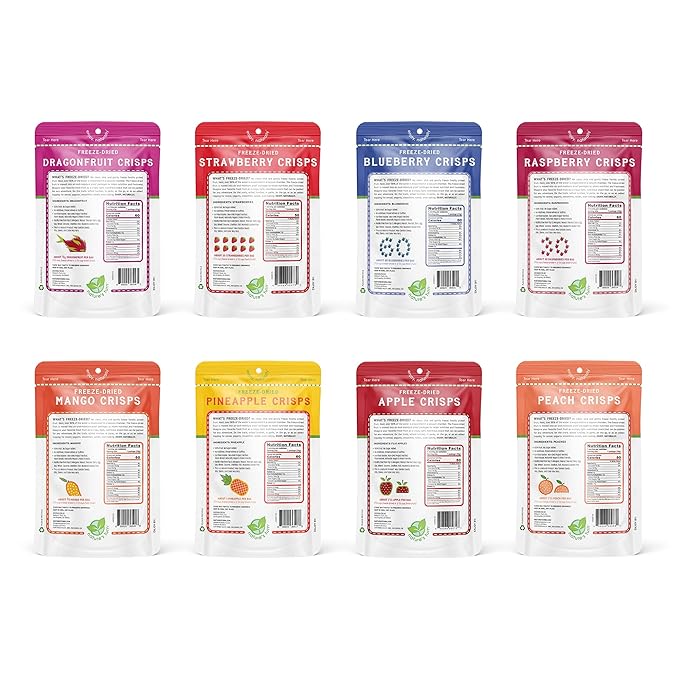 Nature’s Turn Freeze-Dried Fruit Crisps –Healthy, Gluten-Free,Crispy & Delicious,Plant-Based Snack, Ideal for Cereal, Smoothies, School Lunches, & On-the-Go, Superfruit Variety Bags of 8(0.53 oz Each)