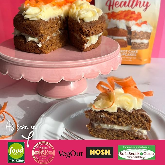 Bake Me Healthy Vegan and Gluten-Free Carrot Cake & Cupcake Mix, 11.9oz (337g) – Dairy-Free, Egg-Free, Nut-Free, Plant-Based, Low Sugar, Allergy-Friendly, Easy to Bake, Made with Upcycled Ingredients