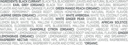 Tea Forte Tea Sampler Presentation Box, 20 Assorted Handcrafted Pyramid Tea Infuser Bags, Tea Tasting Assortment: Black, White, Green, Herbal