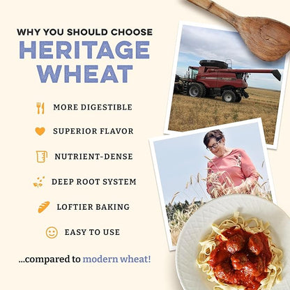 Sunrise Flour Mill USDA Organic Heritage Pasta Flour - 5 lbs | Milled from Hard Red Wheat | Easier to Digest with Less Bloating | No Bleaching or Bromating | Zero Additives
