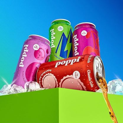 Poppi Sparkling Prebiotic Soda Beverage with Apple Cider Vinegar, Seltzer Water and Fruit Juice, Soda Staples Variety Pack, 12 FL Oz, Pack of 12, Packaging May Vary