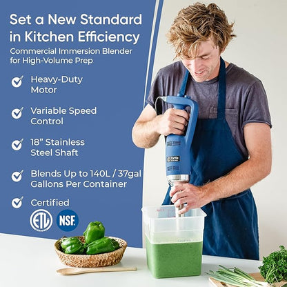 TK Commercial Immersion Blender, 500 Watt/.5 HP Variable Speed Motor, 16,000 RPM Heavy Duty with Performance Assurance - 18"