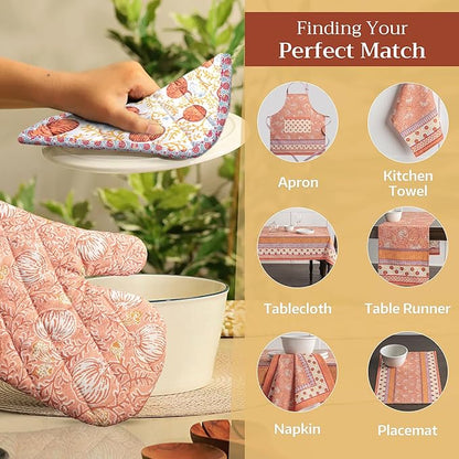 Maison d' Hermine Oven Gloves 100% Cotton Oven Mitt 7" x 13" with Loop Heat Resistant, BBQ, Cooking Gloves, Baking, Grilling, Kitchen, Handling Hot Pans (Pack of 1, Harvest Festival)