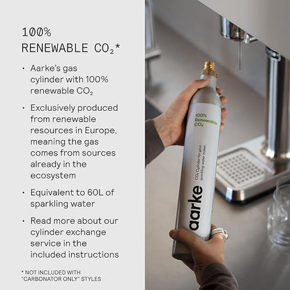 Aarke Carbonator lll, Sparkling & Carbonation Water Machine, Stainless Steel with PET BPA-Free Reusable Bottle Volume 1L/34 fl oz (Hammertone Grey)