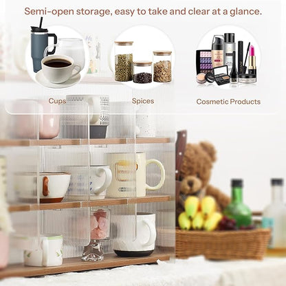 Coffee Mug Holder Wooden Cup Station Organizer 4-Tier Cup Holder for Coffee Bar Mug Display Rack for Countertop Mug Holder Shelf for Home Kitchen Nut Brown