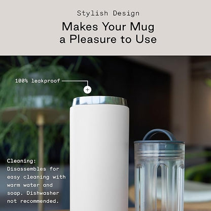 Firebelly Tea, Travel Tea Infuser Mug with Strainer, Insulated Tumbler for Loose Leaf Tea or Coffee, Leakproof Bottle for Hot or Iced Drinks, Stainless Steel Thermos with Lid, Mer