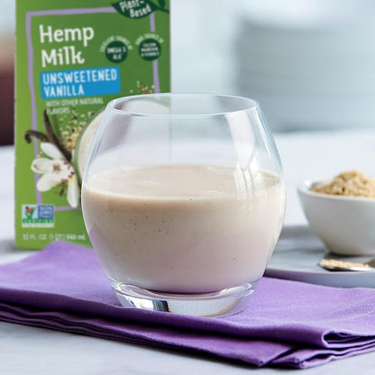 Pacific Foods All Natural 32Oz Boxes Keto Friendly, Unsweetened Hemp - Vanilla, 384 Fl Oz, Pack of 12