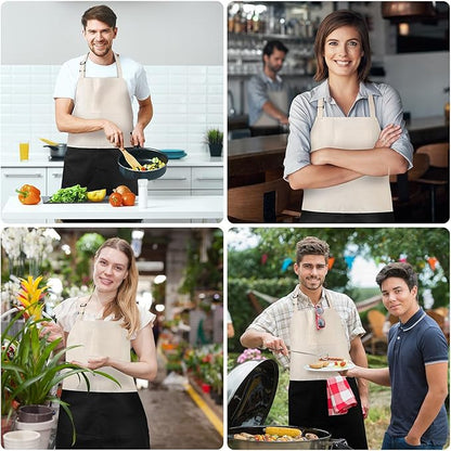 Chef Apron Unisex Two-Tone Professional Kitchen Bib Apron with 2 Pockets Cooking, Grilling, and Baking Gift