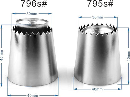 Cake Decorating Set, 2 Pieces Stainless Steel Icing Piping Nozzles Tips Kit with Reusable Piping Bag - Christmas Birthdays Anniversary Wedding Cakes Cookies Dessert Pastry DIY Making Tools
