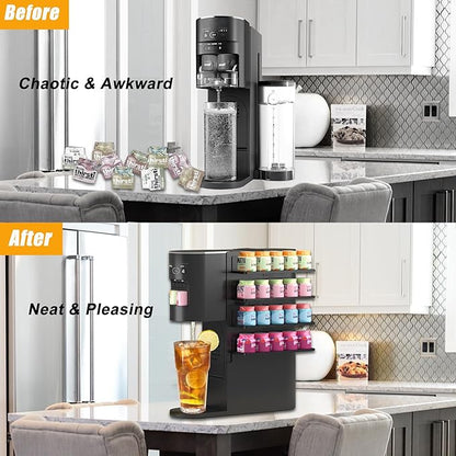 Flavor Pods Storage Holder for Ninja Thirsti Soda Machine, 4-Tier Organizer for Ninja Thirsty Flavor Pods, Hold 20 Flavor Water Drops, Space-saving & Easy to Access, Soda Maker Accessories