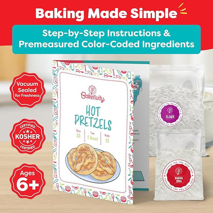 Baketivity Pretzel & S’mores Sandwich Cookies Baking Kit Bundle for Kids – DIY Cooking Set with Pre-Measured Kosher Ingredients, Decorating Supplies, Illustrated Recipes & Video Guides – Ages 6-12+