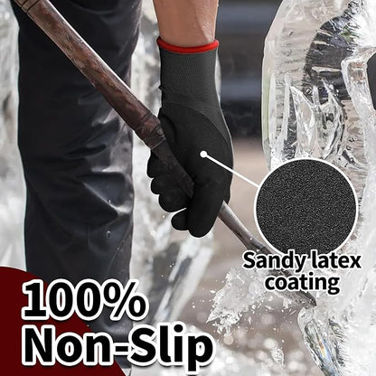 Schwer 2 Pairs FreezeGuard Winter Work Gloves, ANSI A2 Cut Resistant Freezer Gloves for Outdoor Cold Weather Keep Hands Warm, Waterproof Gloves for Shoveling Snow, Ice Fishing, M