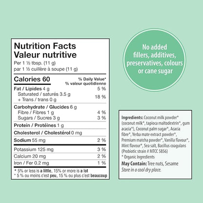 Organic Traditions Yerba Mate Tea Mint Latte with Matcha | Instant Dairy Free Superfood Latte | Instant Tea Latte | 150g/5.3oz Bag