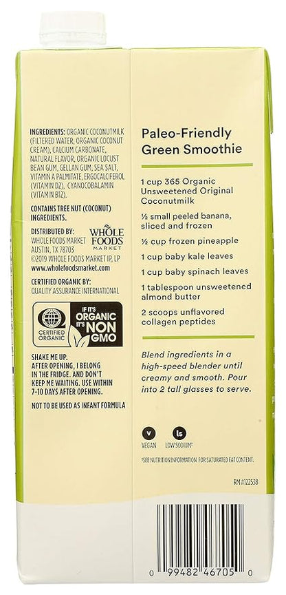 365 by Whole Foods Market, Organic Unsweet Original Coconut Milk, 32 Fl Oz