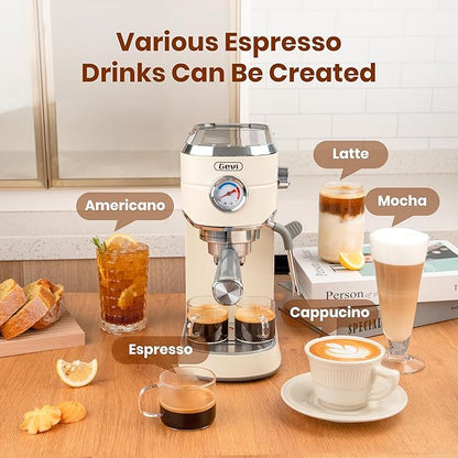 Gevi 20 Bar Espresso Coffee Machine with Burr Grinder Set | 35 Precise Grind Settings | Milk Frother for Latte Cappuccino | Professional Home Barista Kit | Gift for Coffee Lovers