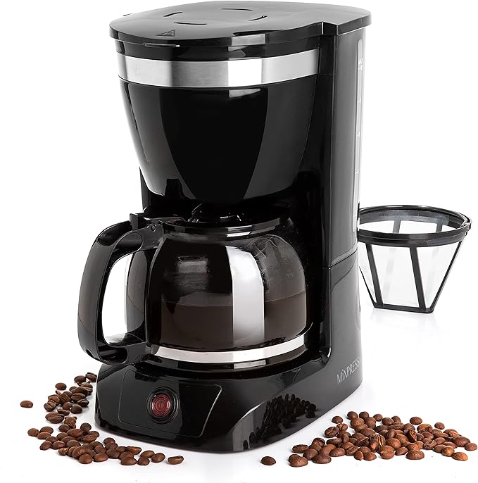 Mixpresso 10-Cup Drip Coffee Maker, Black Coffee Pot With Reusable Filter