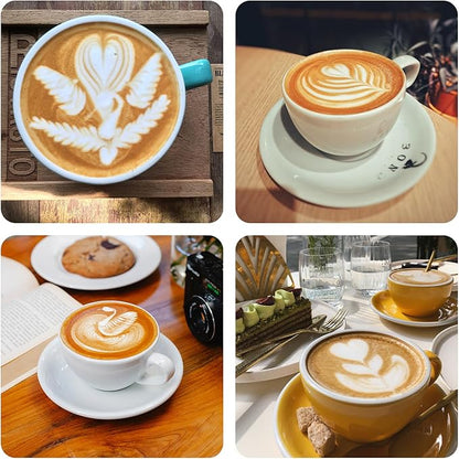 Dandat 4 Pcs Milk Frothing Pitcher Espresso Steaming Pitchers 12 Oz Stainless Steel Milk Steamer Cup Frother Jug for Espresso, Latte Art, Chai Cappuccino Hot Chocolate