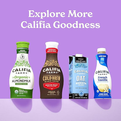 Califia Farms – Vanilla Oat Barista Blend Oat Milk, 32 Oz (Pack of 6), Shelf Stable, Dairy Free, Plant Based, Vegan, Gluten Free, Non GMO, Milk Frother, Creamer, Blue