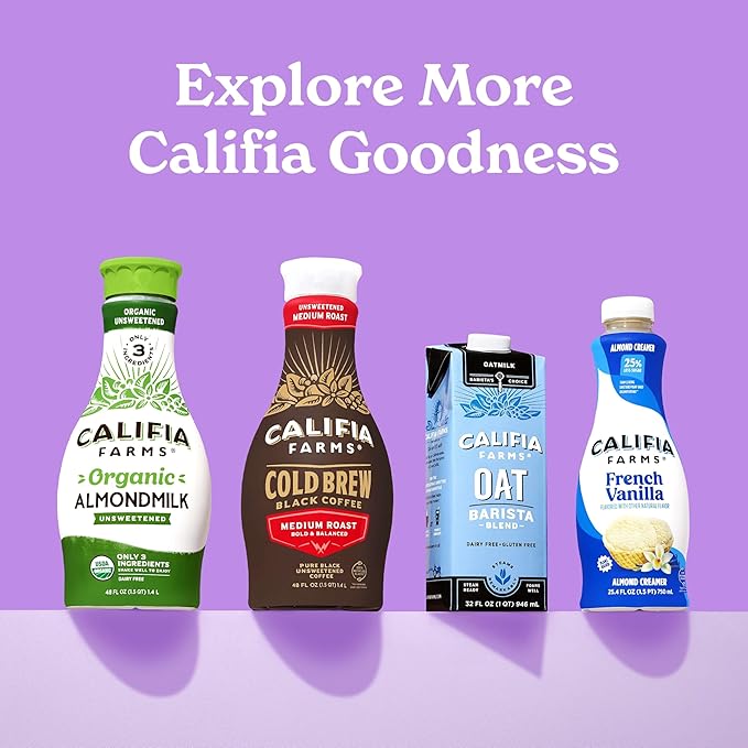 Califia Farms - Oat Barista Blend Oat Milk, 32 Oz (Pack of 6), Shelf Stable, Dairy Free, Plant Based, Vegan, Gluten Free, Non GMO, High Calcium, Milk Frother, Creamer, Oatmilk
