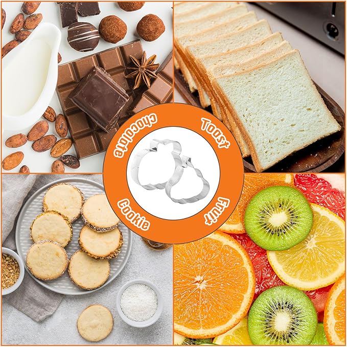 6Pcs Pumpkin Cookie Cutters Fall Pumpkin Shape Cookie Cutting Molds Cute Biscuit Cutters for Autumn Harvest Thanksgiving Halloween DIY Craft Baking Supplies