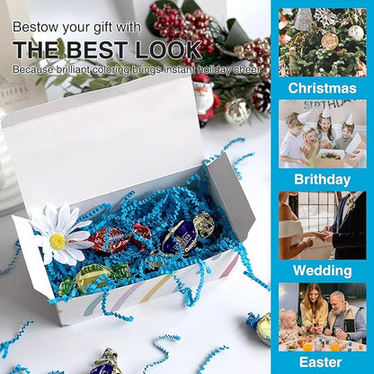 2LB Crinkle Cut Paper Shred Filler for Bag Gift Box Basket Confetti Paper Shreded Stuffing Decoration for Valentine's Day Holiday Party (Lake Blue)