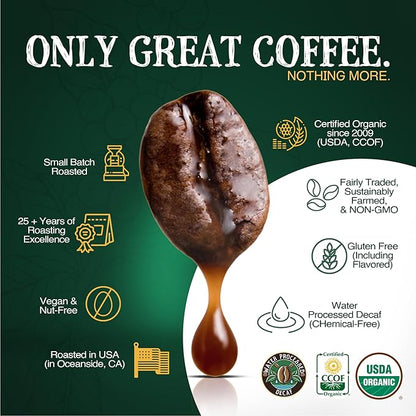 The Bean Organic Coffee Company Water Processed DECAF California Blend, Medium Roast, Whole Bean Coffee, 5-Pound Bag