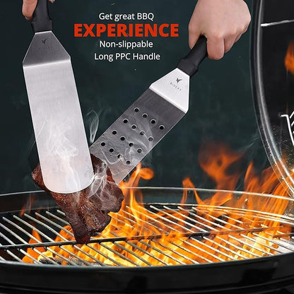 5-PCS Premium Griddle Accessories Kit, Ultimate Stainless Steel Flat Top Grill Accessories for Blackstone BBQ, Teppanyaki, Hibachi – Durable Griddle Spatula, Ideal for Outdoor & Camping