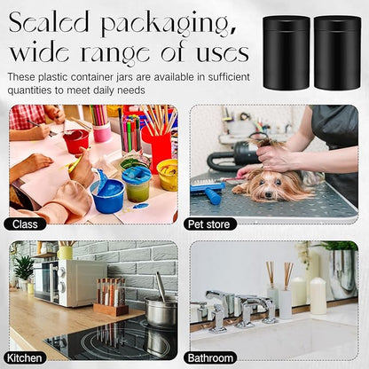 Patelai 4 Pieces Round Wide-mouth Leak Proof Plastic Container Jars with Lids for Travel Storage Makeup Beauty Products Face Creams Oils Salves Ointments DIY Making(10 Ounce,Pure Black)