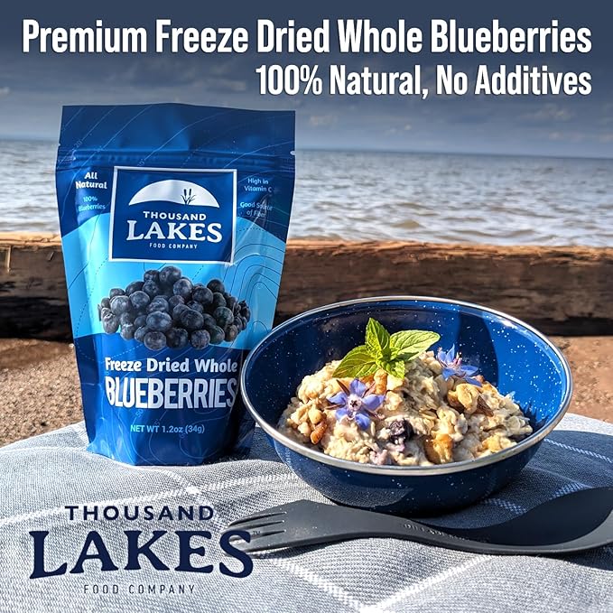 Thousand Lakes Freeze Dried Fruit - Blueberries 3.5 ounces | No Sugar Added | 100% Whole Blueberries