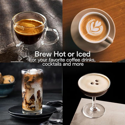 De'Longhi Dedica Duo Compact Espresso Machine - Cold Brew Coffee Maker with Milk Frother Wand- for Espresso, Hot & Iced Coffee, Cappuccinos, Lattes & Home Barista Brewing, Stainless Steel