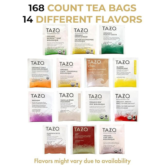 Tea Bags Sampler Assortment Variety Pack Gift Box with 14 Flavors – Premium Tea Gift Set for Women Men Couples Family Friends Coworkers (Pack of 4, TOTAL 168, Count)