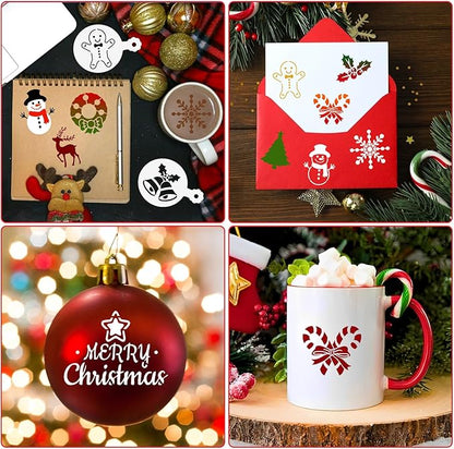 JULBEAR 36 Pieces Reusable Cookie Cake Stencils, Templates Mold Tools for Christmas Halloween Thanksgiving Cookies Baking Painting Dessert Coffee DIY Party Decoration