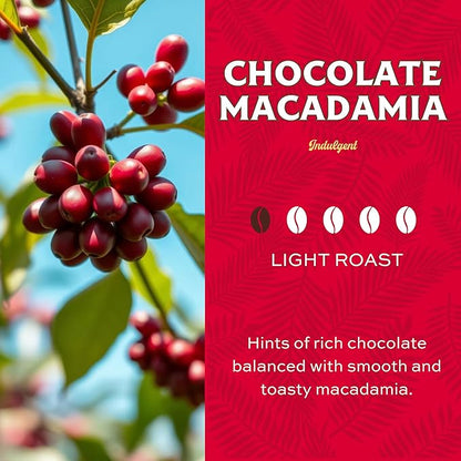Lion Coffee Chocolate Macadamia Flavored Whole Bean Coffee, Light Roast, Hawaiian Inspired Taste - 24 Ounce Bag
