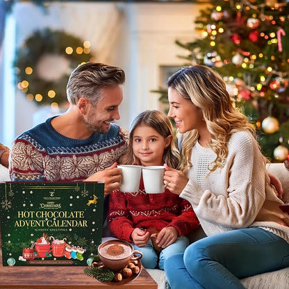 Hot Chocolate Advent Calendar 2025 - Gourmet Luxury 24 Hot Chocolate Selection Variety Flavours - Food Advent Calendars Gifts Set For Men Women Children