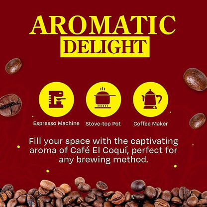 El Coquí Dark Roast Espresso Ground Coffee, Rich, Ground Coffee, Bulk Coffee, Authentic Puerto Rican Style Coffee, Vacuum Sealed, Ground Espresso Beans, 8.83 oz (24 pack)