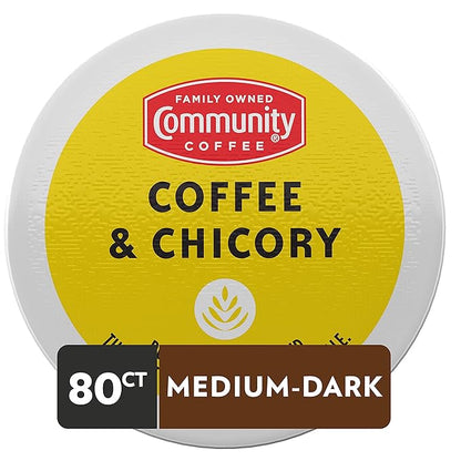 Community Coffee & Chicory, Dark Roast Coffee Pods, Compatible with Keurig 2.0 Brewers, 80 Count (Pack of 1)