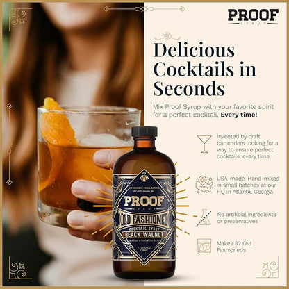 Proof Syrup - Old Fashioned Cocktail Mix - Made with Real Bitters & Cane Sugar - Black Walnut - Fast, Easy, Delicious, Handcrafted Cocktail Syrup - 4oz