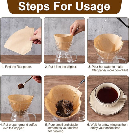 Coffee Filters, #4 Cone Coffee Filter 100 Count, Unbleached Natural Paper Filter 8-12 Cup, Disposable for Pour Over and Drip Coffee Maker