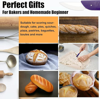 KUNIFU Bread Lame Bread Scoring Tool for Sourdough Scoring, Ceramic Scoring Knife for Bread Baking, Bread Scorer with Protective Cover, for Homemade and Bakery Use