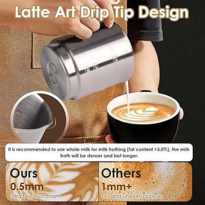 Milk Frother and Steamer, 16.9 OZ Milk Frother for Coffee, 4 in 1 Frother Separable Easy to Use and Clean, Durable Safe Silent Working for Coffee, Latte, Cappuccino Hot Chocolate, Black