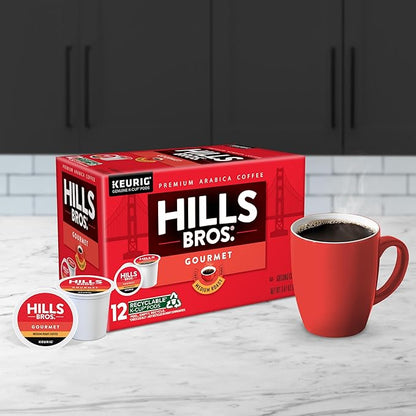 Hills Bros. Gourmet Blend Keurig K-Cup Pods for Keurig Brewers – Medium Roast Premium Arabica Blend, Kosher – 1 Pack of 12 Single Serve Pods
