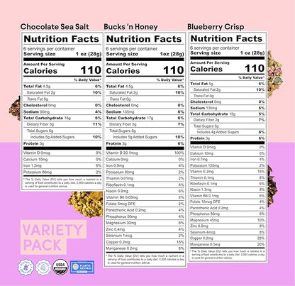 Clusterbucks Superfood Clusters – Grain-Free, Keto-Friendly Granola with Regeneratively Grown Sprouted Buckwheat– Gluten-Free, Low-Carb, Organic Healthy Snack (6 Ounce (Pack of 6), Variety #1)
