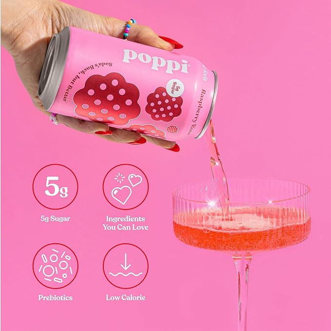 Poppi Sparkling Prebiotic Soda Beverage with Apple Cider Vinegar, Seltzer Water and Fruit Juice, Party Starters Variety Pack, 12 Fl Oz, Pack of 12, Packaging May Vary