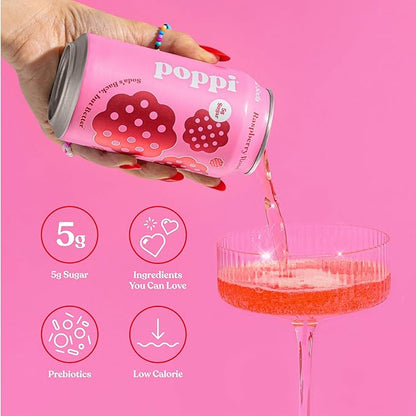 Poppi Sparkling Prebiotic Soda Beverage with Apple Cider Vinegar, Seltzer Water and Fruit Juice, Party Starters Variety Pack, 12 Fl Oz, Pack of 12, Packaging May Vary