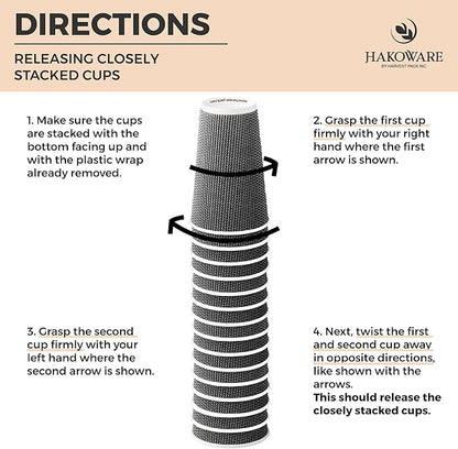 [340 SET]Harvest Pack 16 oz Disposable Coffee Cups, Insulated Ripple Double-Walled Paper Cups with Lids, Black and White Geometric, Bulk Drinking Cups for Tea Hot Chocolate Drinks To go coffee cups